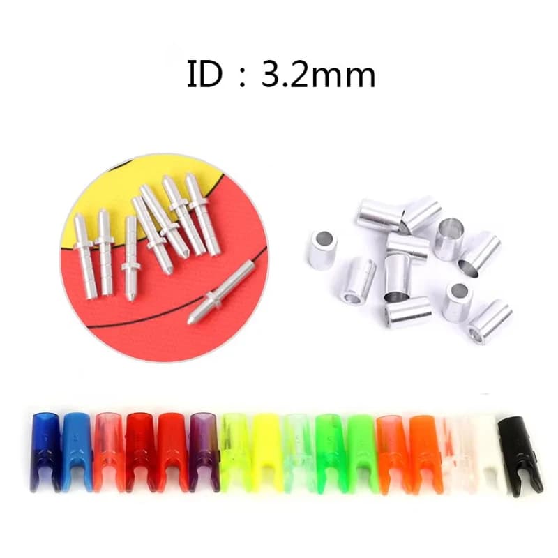 24pcs ID 3.2 mm Arrow Collar+24pcs Arrow Pin and Nocks for ID 3.2mm Arrow Shaft Archery shooting Aeeessories