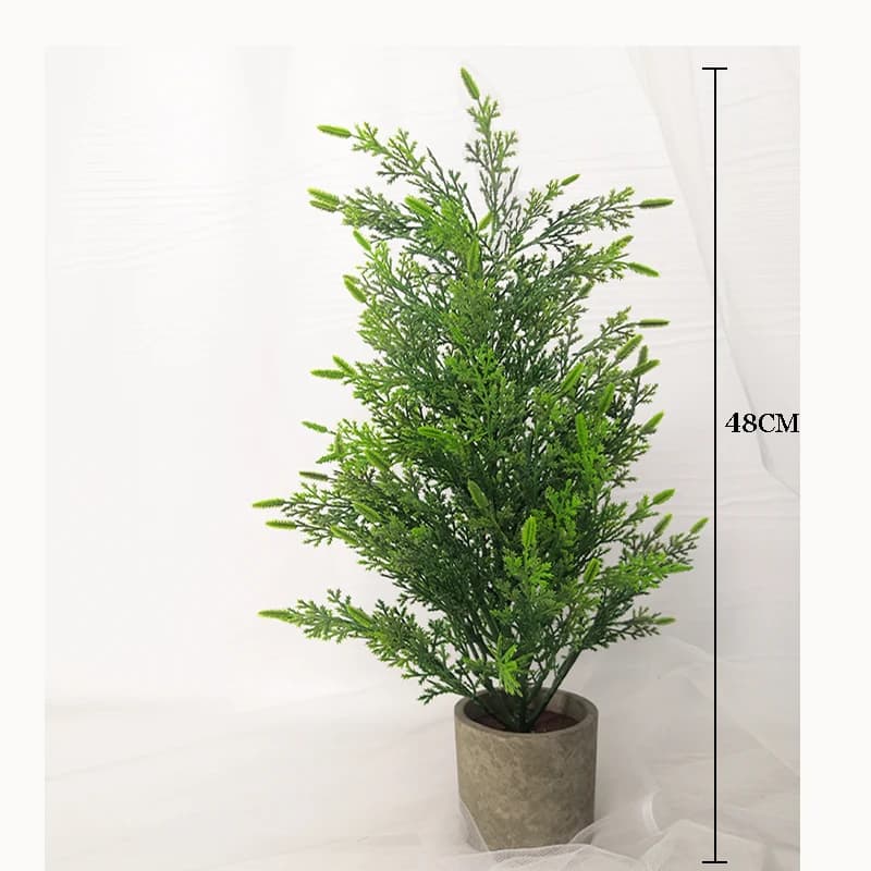 Simulated bonsai ornaments of pine and cypress Green Desktop Living room Pot plant decoration Artificial landscape
