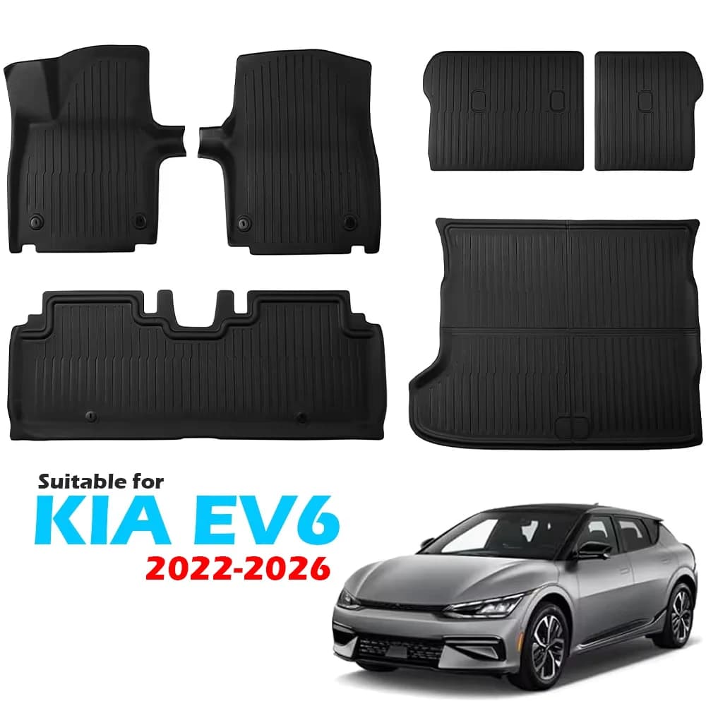 Tappetini BEVO XPE su misura per KIA EV6 2022 - 2025 2026, impermeabili per tutte le stagioni, antiscivolo, tappetino per bagagliaio, rivestimento per vano di carico, protezione per schienale posteriore