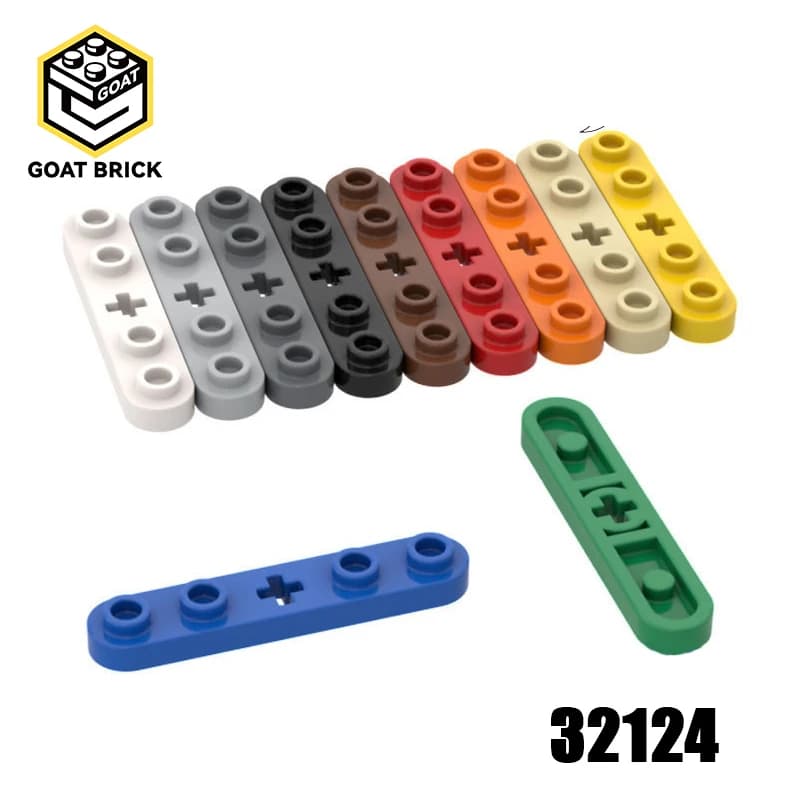 10P MOC 32124 50029 High-Tech Plate 1x5 with Smooth Ends 4 Studs and Centre Axle Hole Building Block Parts Kid DIY Tech Part Toy