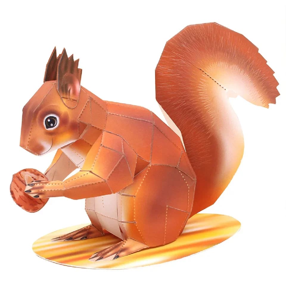 American Red Squirrel Handmade Origami Art Folding Mini Cute 3D Paper Model Papercraft Animal DIY Kids Adult Craft Toys QD-089