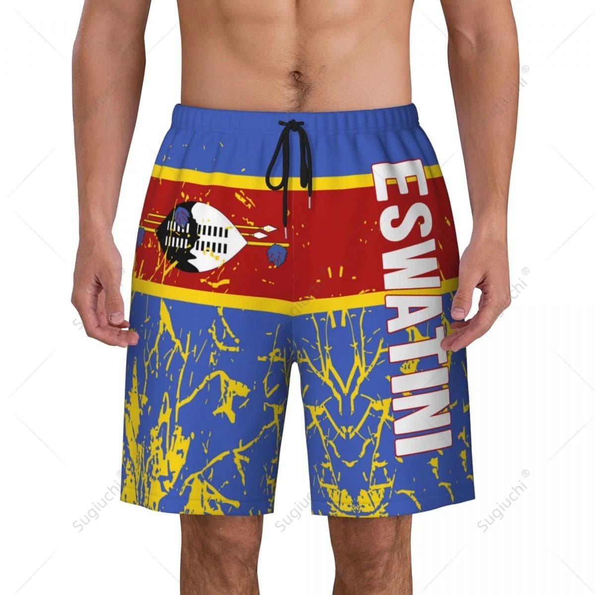 Pantaloni da spiaggia con bandiera Eswatini da uomo Pantaloncini da surf Surf Ragazzi Calcio Ciclismo Costumi da bagno Corsa in poliestere