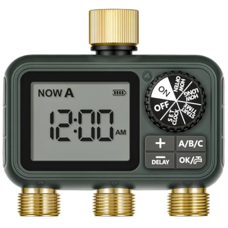 Brass irrigation timer with swivel connection, programmable for garden hose, automatic/manual digital irrigation system/with rain delay