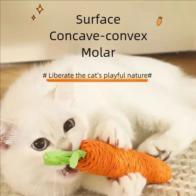 1PC a forma di carota giocattolo per gatti suono stuzzicante bastone molare resistente ai morsi gatto antigraffio per gattino interattivo per interni gatto adulto