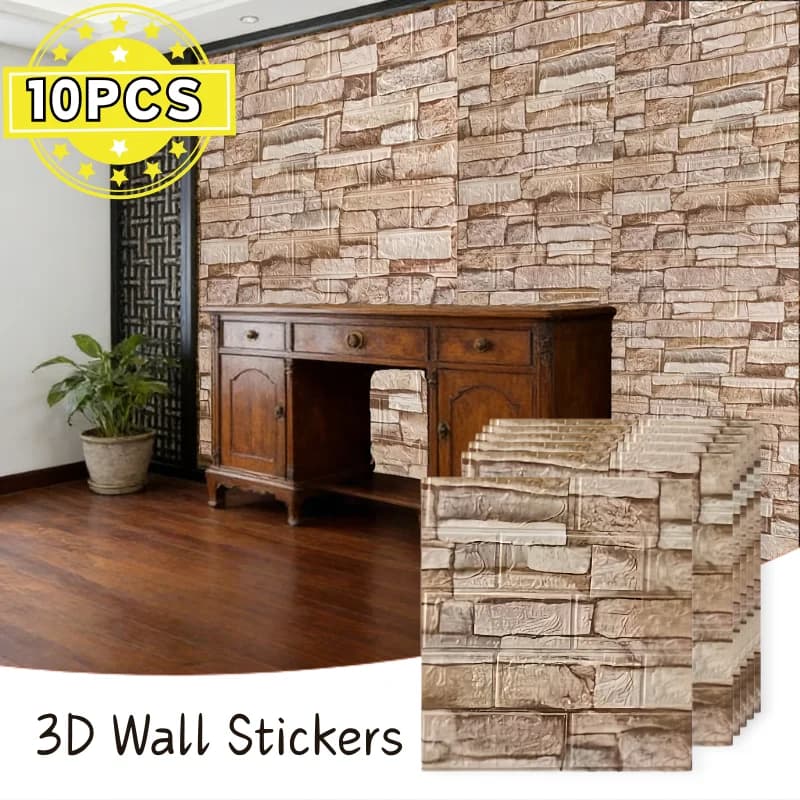 10pc 3D Soft Foam Brick Wallpaper Self Adhesive Waterproof Stain Resistant Wall Sticker White Black Bedroom Living Room Decor