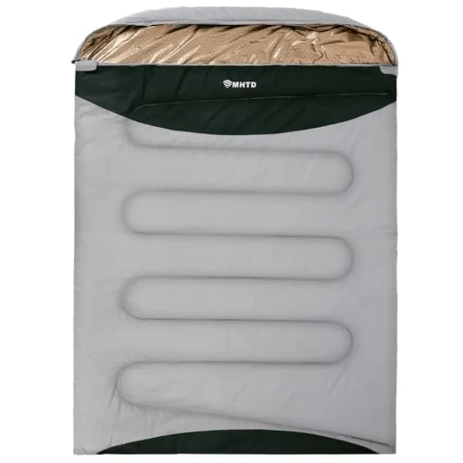 Sacco a Pelo Doppio per Adulti, Tutte le Stagioni, 0 Gradi, Resistente, per Due Persone, per Campeggio, in Cotone Canvas, con Cerniera YKK