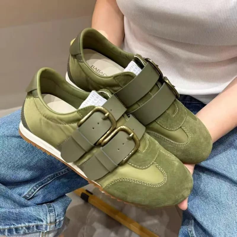 Fall 2026 New Women's Shoes British Style Belt Buckle Slip-On Casual Sneakers