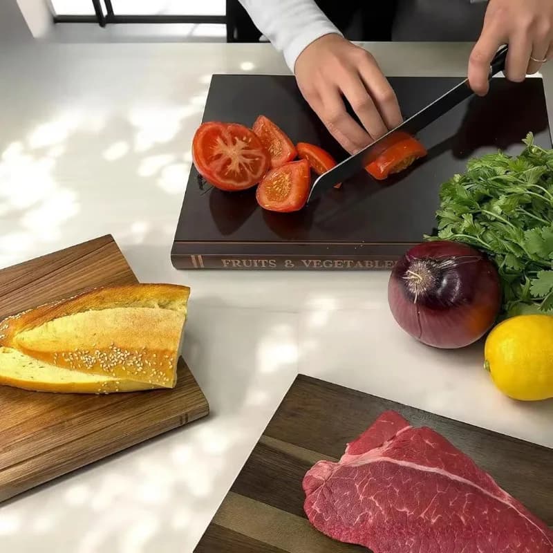 Set di 3 Taglieri in Legno Massiccio con Lavello