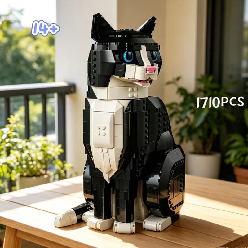 Nuovo 2026 - Set di Costruzioni 1710 Pezzi Gatto Tuxedo Decorativo per la Casa, Modellino Cartone Animato, Mattoncini 21349, Giocattoli Puzzle per Regali di Natale e Compleanno