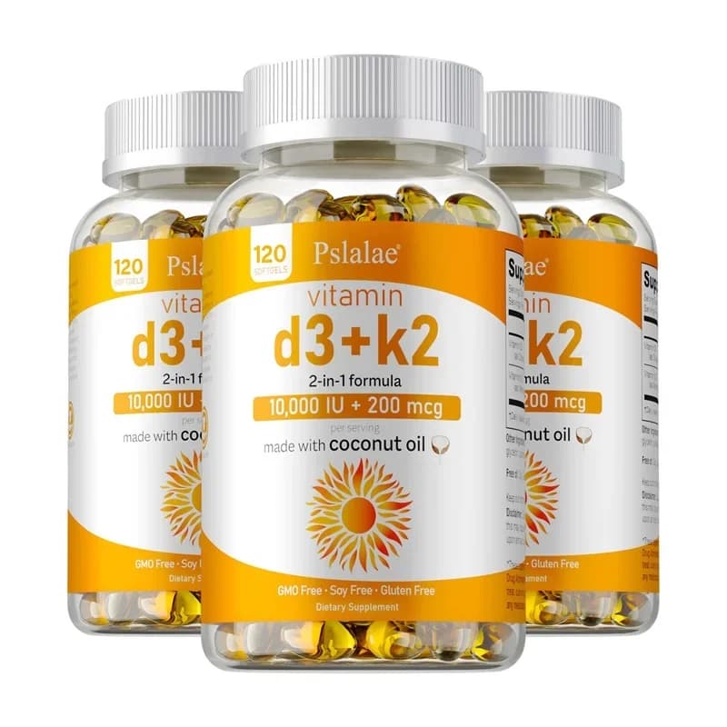 Vitamin D3+K2 supplement: promotes strong bones, calcium absorption, supports the health of the heart, bone, muscles, joints and joints