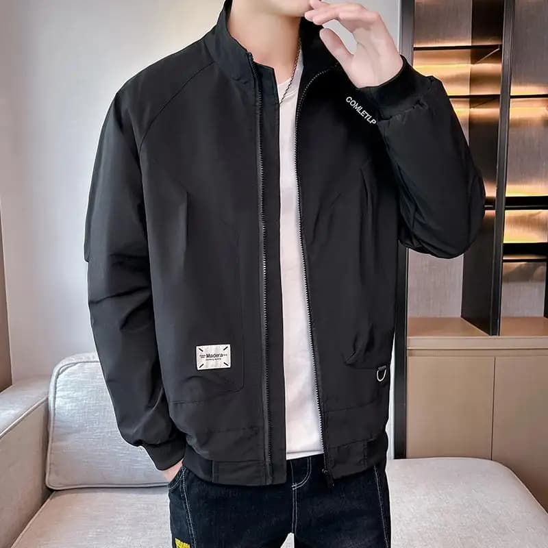 Giacca casual da uomo con colletto rialzato, abbigliamento esterno, moda primavera autunno, versatile, antivento, stile americano