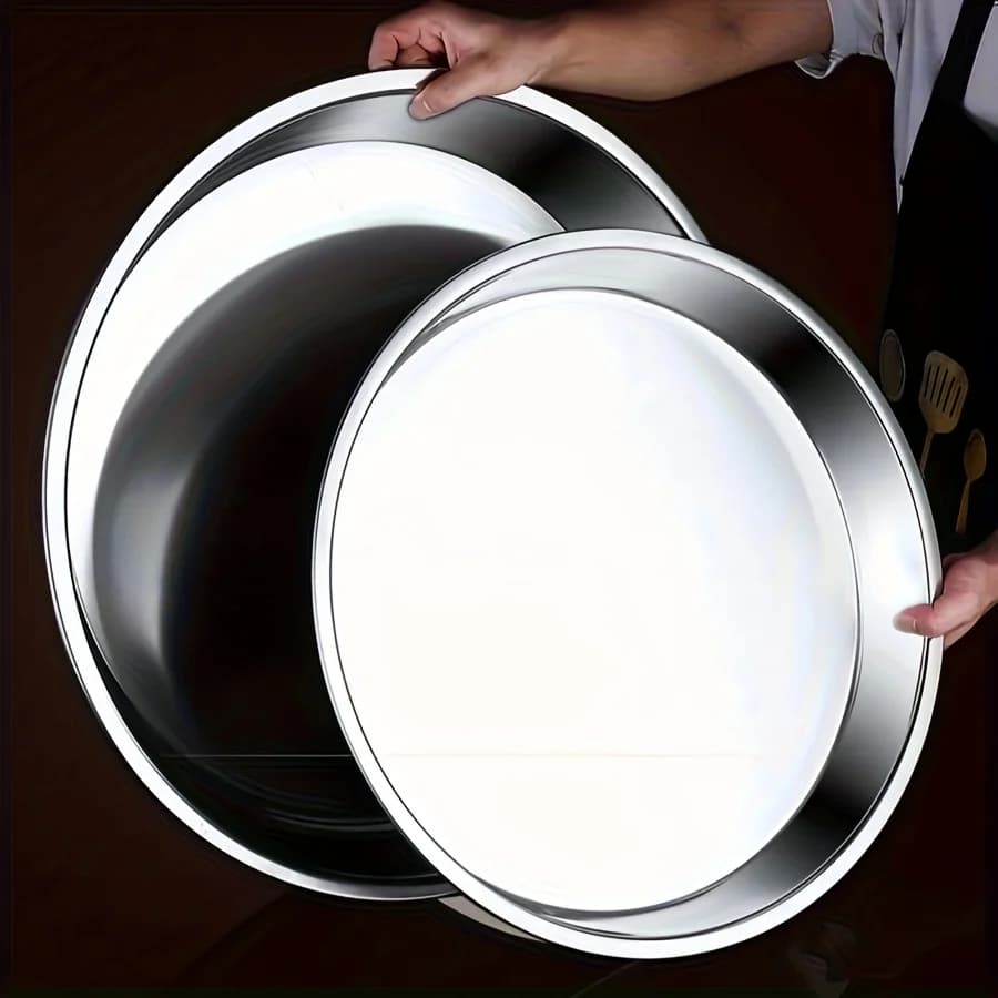Set da 8 pezzi Teglie da forno in acciaio inossidabile - Teglia rotonda per pizza resistente al calore per uso domestico e commerciale Perf facile da pulire
