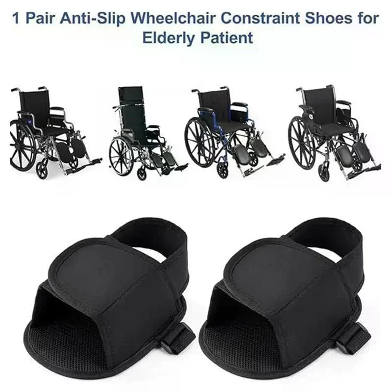 1 paio di cinture porta scarpe per sedia a rotelle nere cinturino fisso nero per piedi anziani protezione anticaduta forniture di supporto poggiatesta sedia a rotelle