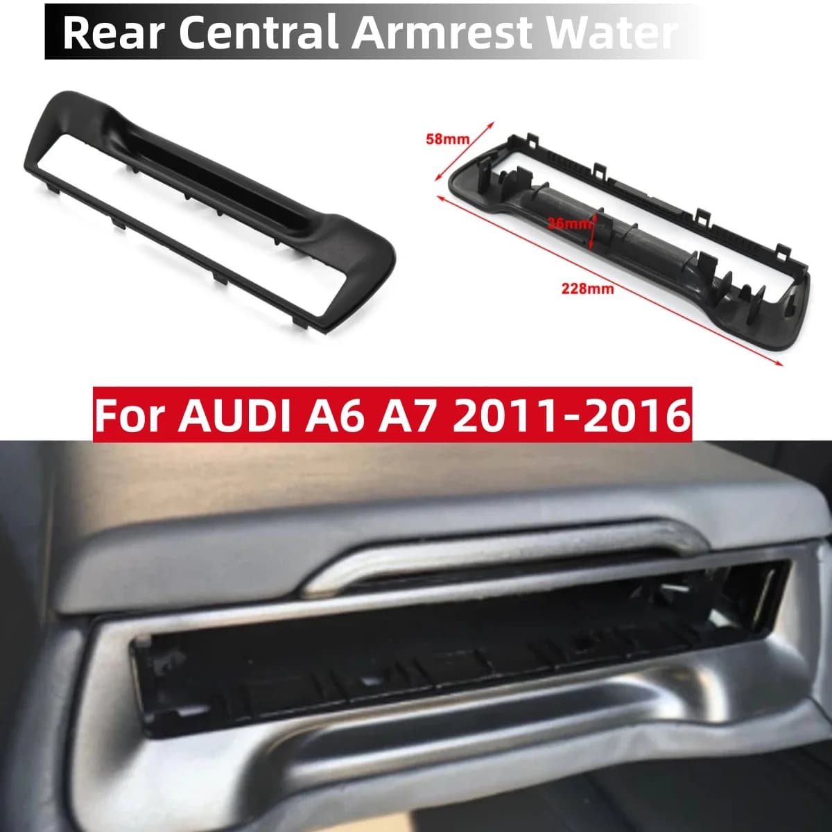 Staffa per organizer per bottiglie con telaio portabicchieri per bracciolo centrale posteriore per auto per AUDI A7 A6 C7 20114G8863289A