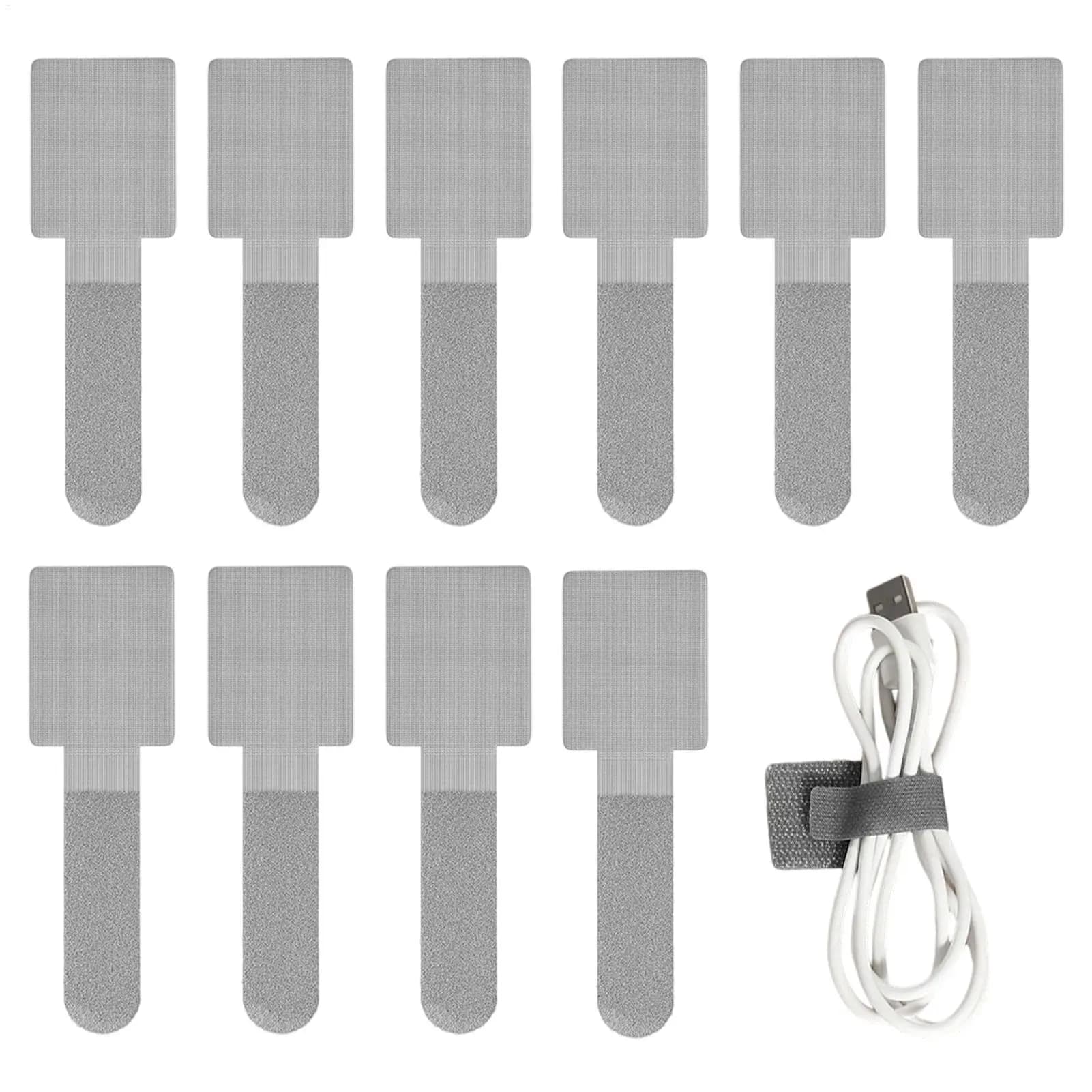 Organizzatore di Cavi Rilasciabile, 10 Pezzi Fascette in Nylon Autoadesive, Supporto per Cavi di Alimentazione, Organizzatore per Cavi da Scrivania, Mouse, Auricolari