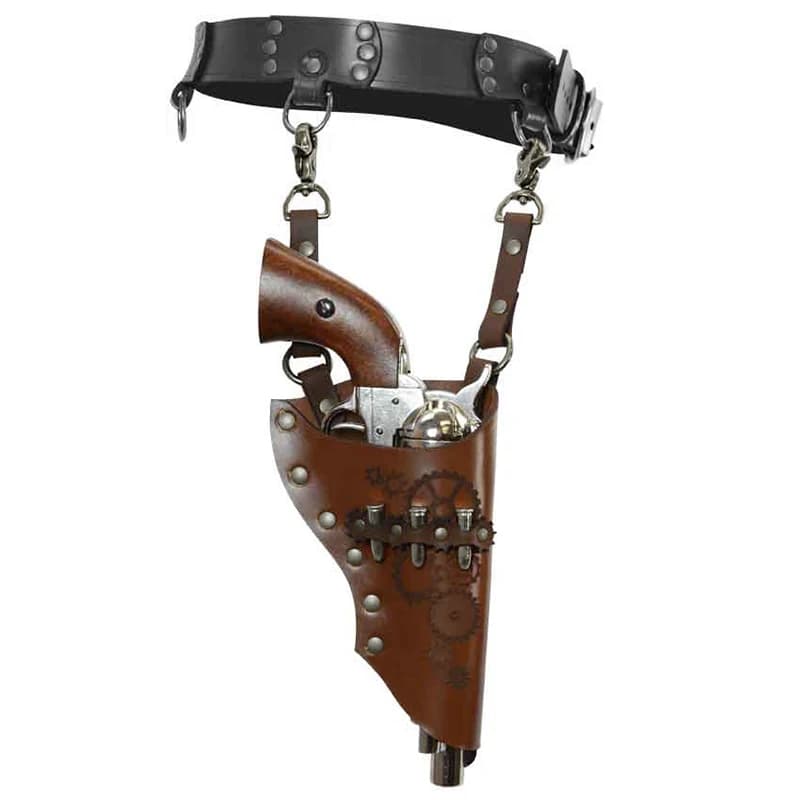 Fondina per revolver antico Steampunk occidentale Old Wild West Copertura per pistola Porta proiettile Cowboy Gunslinger Accessorio Puntelli per adulti
