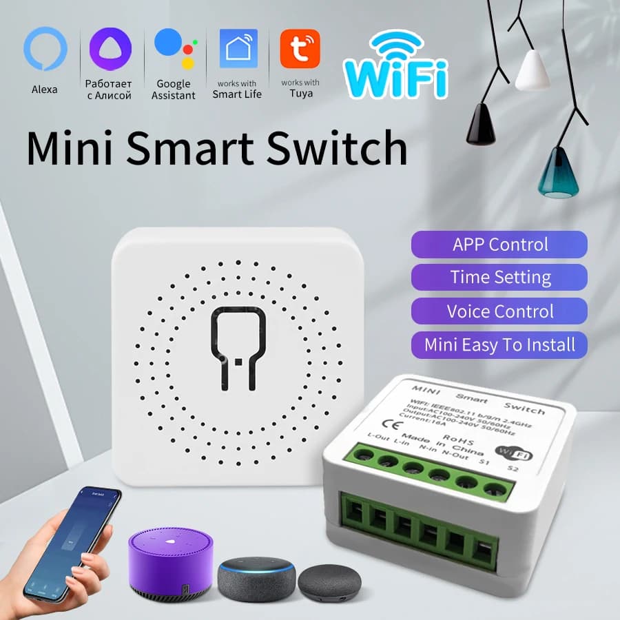 Interruttore WiFi Intelligente Tuya 16A 20A con Ricevitore 433Mhz, Controllo Remoto via App Smart Life, Supporta il Controllo Bidirezionale, Compatibile con Alexa e Google Home