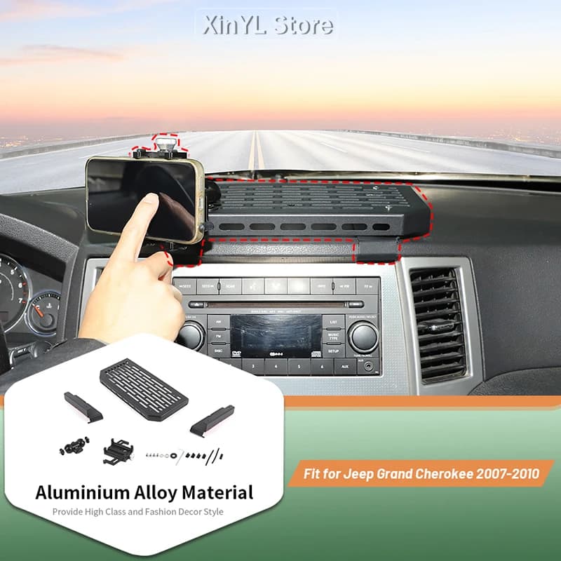 Anti-vibration phone support for central console car, for Jeep Grand Cherokee 2007-2010, interior accessories