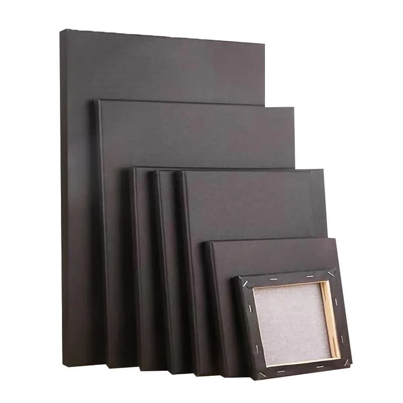 1/2 pezzi tela nera cornice per pittura a olio in legno tela di cotone graffiti cornice per tela per bambini forniture d'arte per pratica per principianti