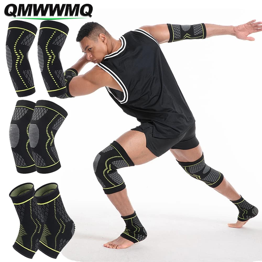 Set di 6 Pezzi Attrezzatura di Sicurezza Sportiva per Tutte le Stagioni, Ginocchiere, Gomitiere, Supporti per Caviglie per Fitness, Basket, Calcio