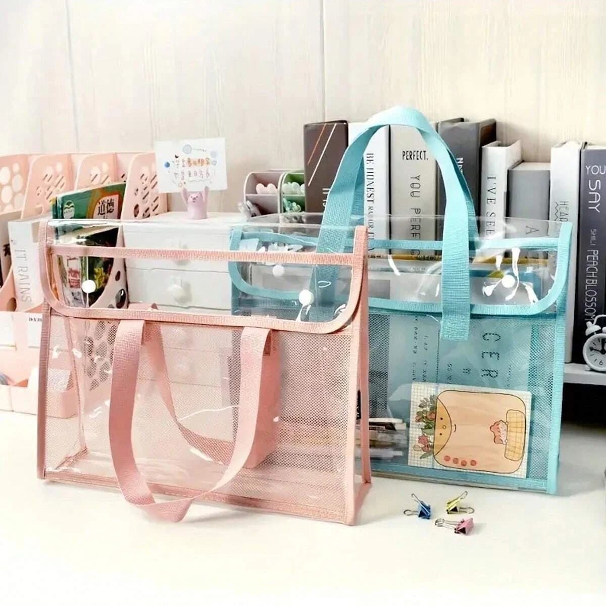 Cartella tote impermeabile trasparente portatile di grande capacità da 1 pezzo Borsa per file portatile spessa impermeabile trasparente A4