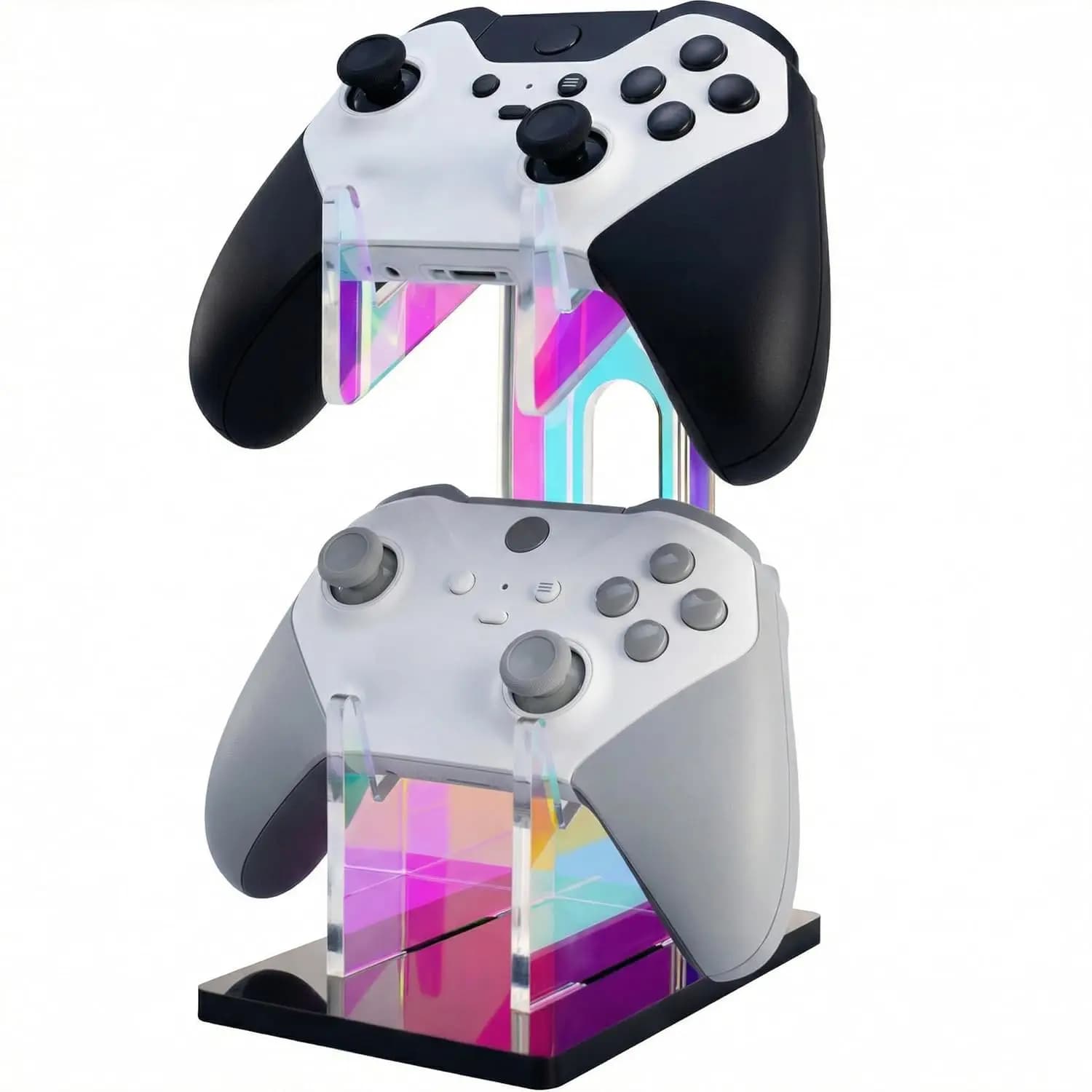 Supporto Universale Iridescente in Acrilico a 2 Livelli per Controller e Cuffie da Gioco per PS5 Xbox Switch Accessori Gaming
