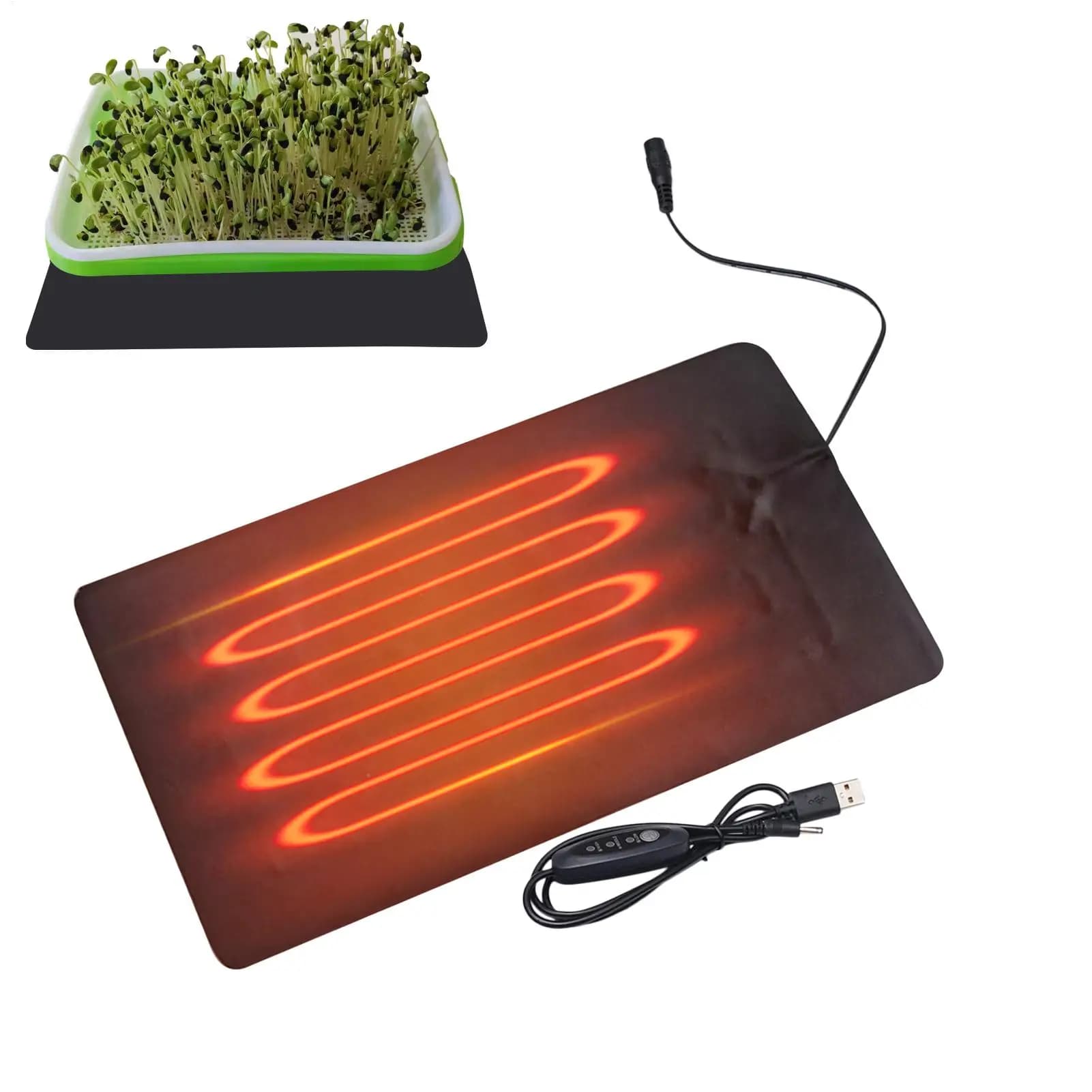 Tappetino Riscaldante per Semenzai 8.5W 5V 2A, Tappetino Termico per Germinazione Semi e Propagazione Piante, Tappetino Anti-freddo Invernale per Piante, Fiori e Verdure