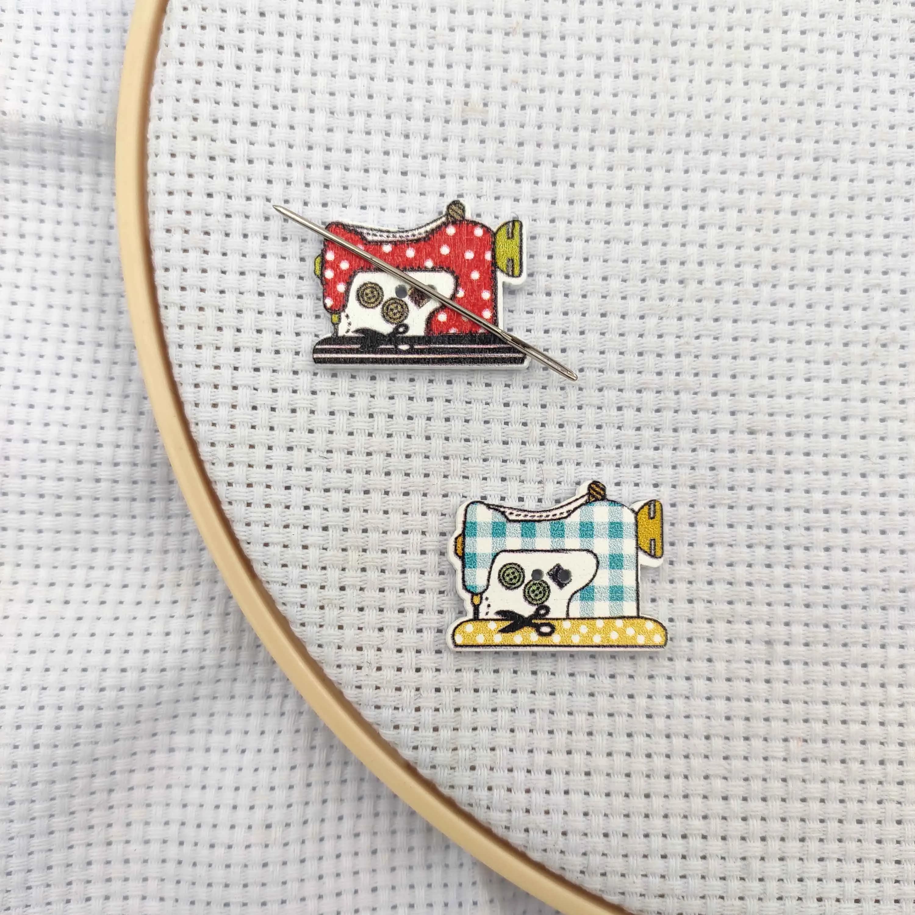 Needle Minders Macchina da cucire in legno 2 pezzi Porta aghi Magnete da ricamo Porta aghi Minder per ricamo a punto croce