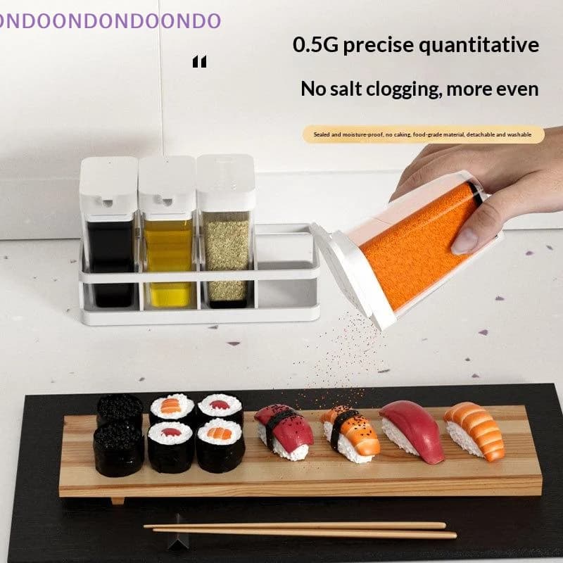 Set organizer per spezie 4 in 1 - Bottiglie da cucina impilabili, coperchi ermetici per la cottura di sale e pepe, barattoli salvaspazio da appoggio