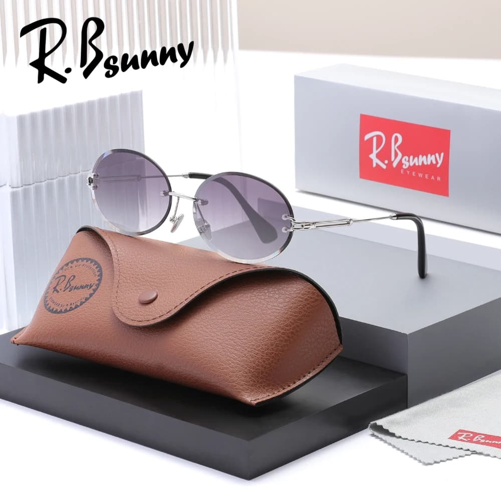 Occhiali da sole ovali Occhiali da sole senza montatura da donna Montatura piccola in lega Oculo Occhiali per il tempo libero Protezione estiva UV400