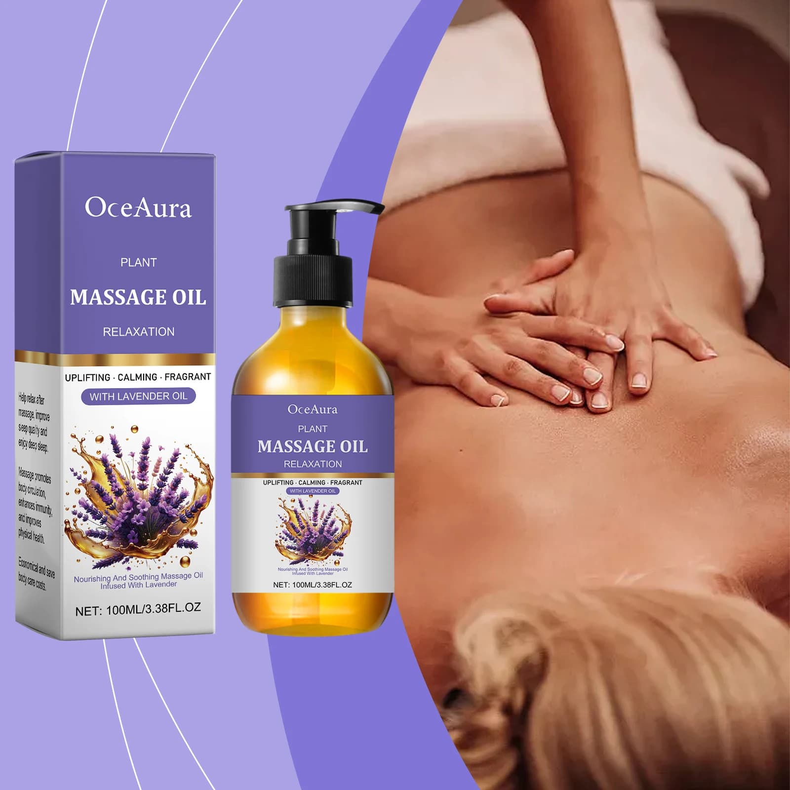 Olio essenziale di lavanda per idratare il corpo, alleviare il dolore muscolare, favorire il sonno, rilassare, anticellulite, olio per massaggio corpo.