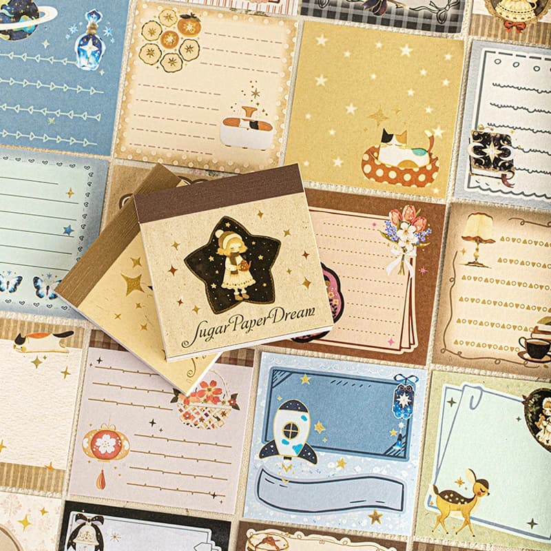 Mr.Paper 6 Pacchi di Blocchi Note Adesivi in Carta Zuccherata, Carta Decorativa Vintage per Diari, Scrapbooking e Fai da Te
