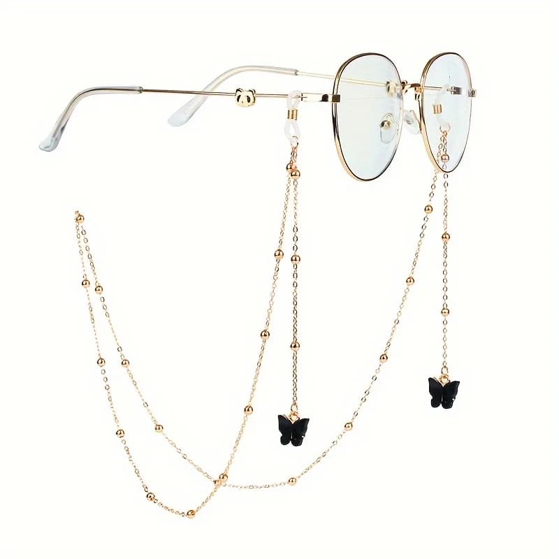 2pcs Cute Butterfly Pendant Eyewear Chain Multi-Purpose Anti-Slip Glasses Lanyard for Sunglasses & Readers