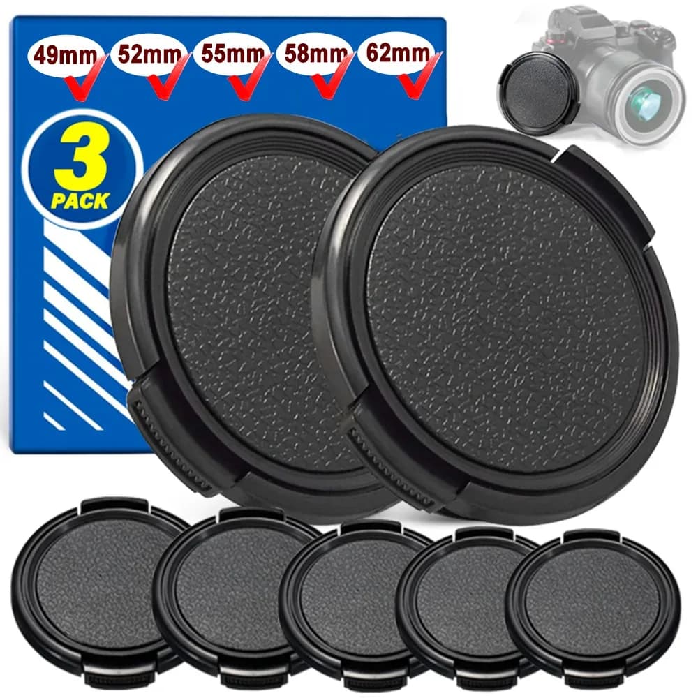 Camera Lens Cap 49mm 58mm 52mm 55mm 62mm Camera Lens Cap Holder 1-3Pcs Lens Cover Protector for Canon Nikon Olypums Lumix DSLR