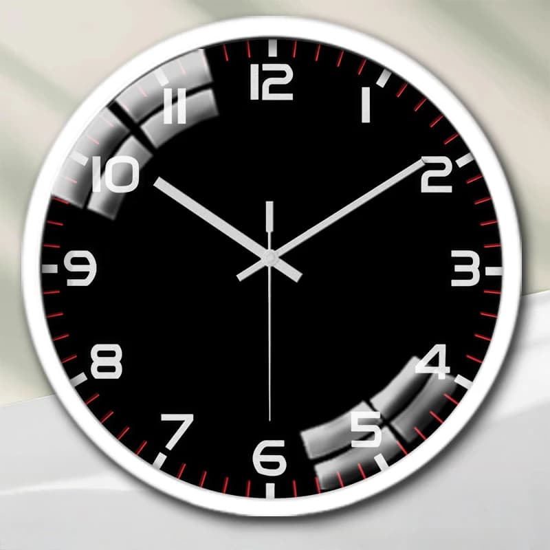 Orologio da parete rotondo silenzioso con accento rosso, adatto per soggiorno, scuola, studio, camera da letto, regali per bambini.