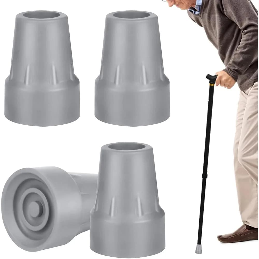 Rubber Walking Cane Tips Anti-Slip Crutch Trekking Pole Tips Replacement Rubber Foot Pads for Cane Walking Stick All-Terrain Use