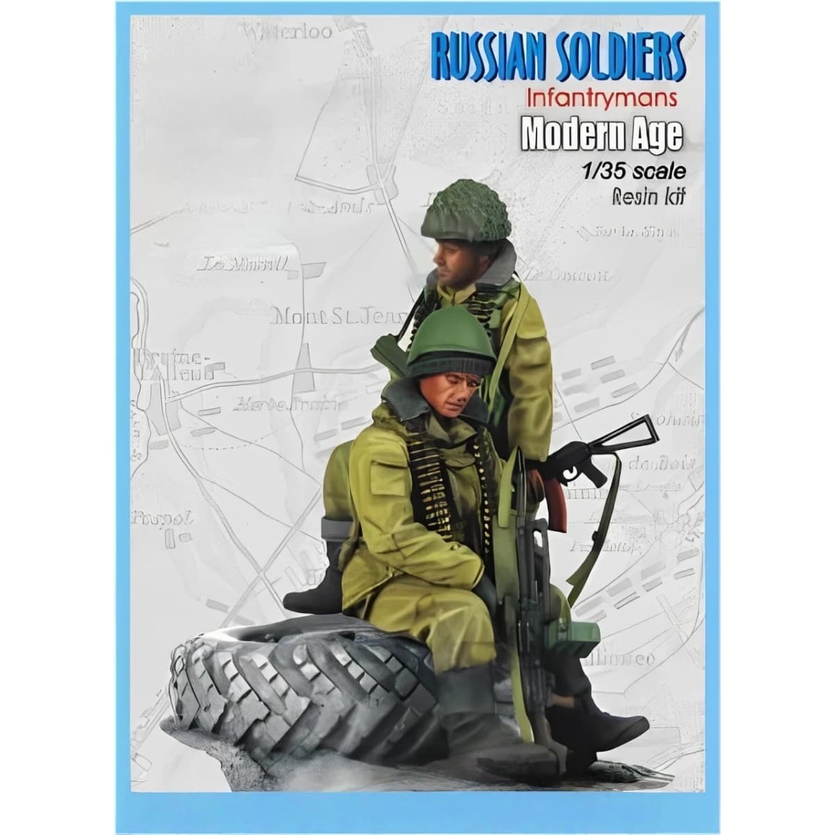 Kit modello non verniciato in resina 1/35, tema militare, fanteria russa (2 persone + base) GK smontato e non verniciato, 1825R