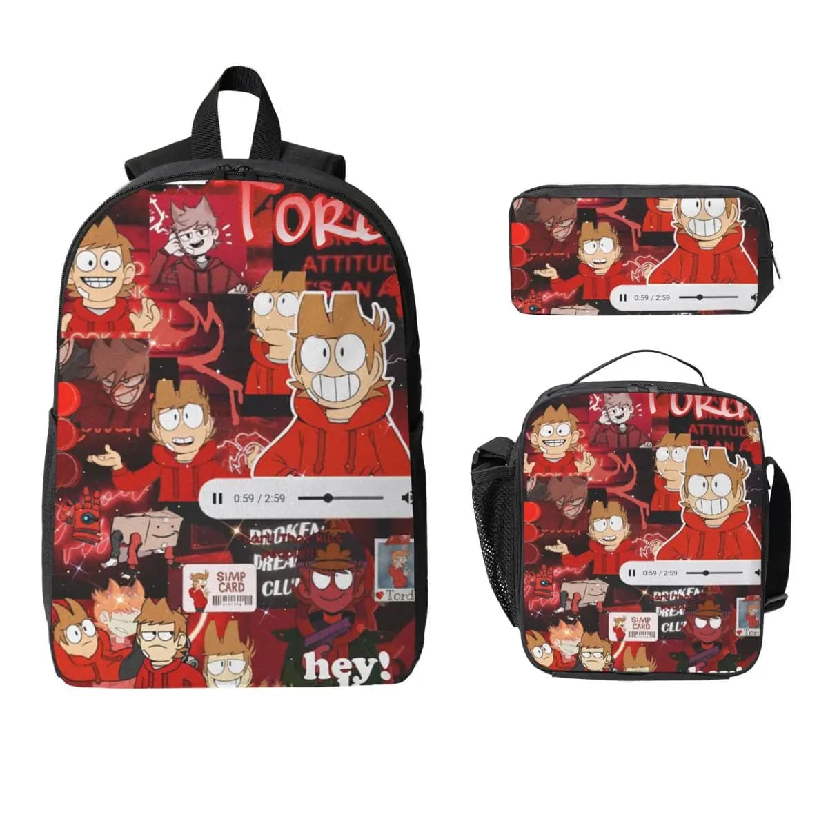 Zaino Eddsworld Studente Ragazzi Ragazze BookBag Borsa da scuola Borse a tracolla per computer Borsa da pranzo isolata 3ps Astuccio