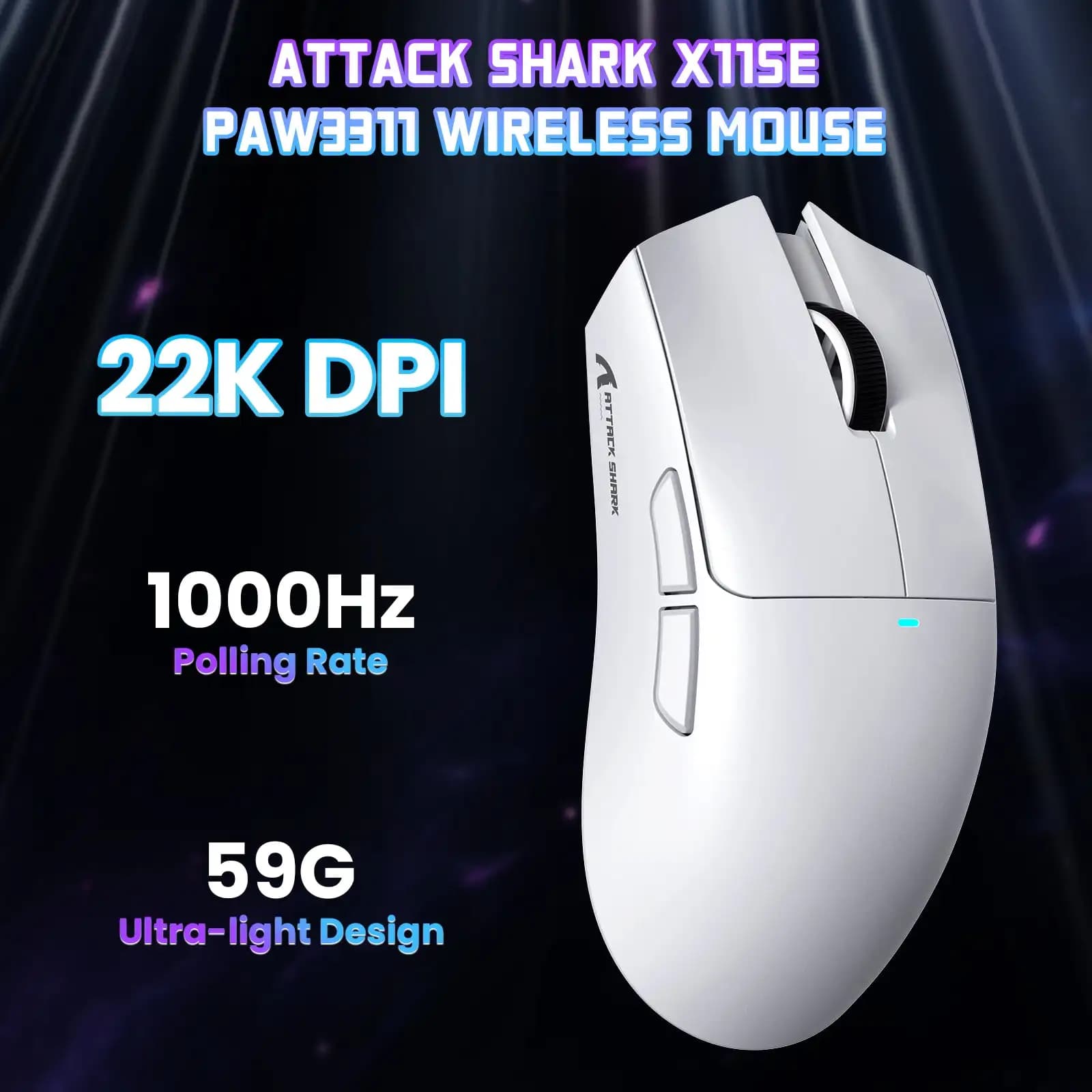ATTACK SHARK X11SE Mouse da Gaming Wireless Tri-Mode Leggero, 22000DPI, 65 Ore di Autonomia, Design Ergonomico per Gaming di Precisione