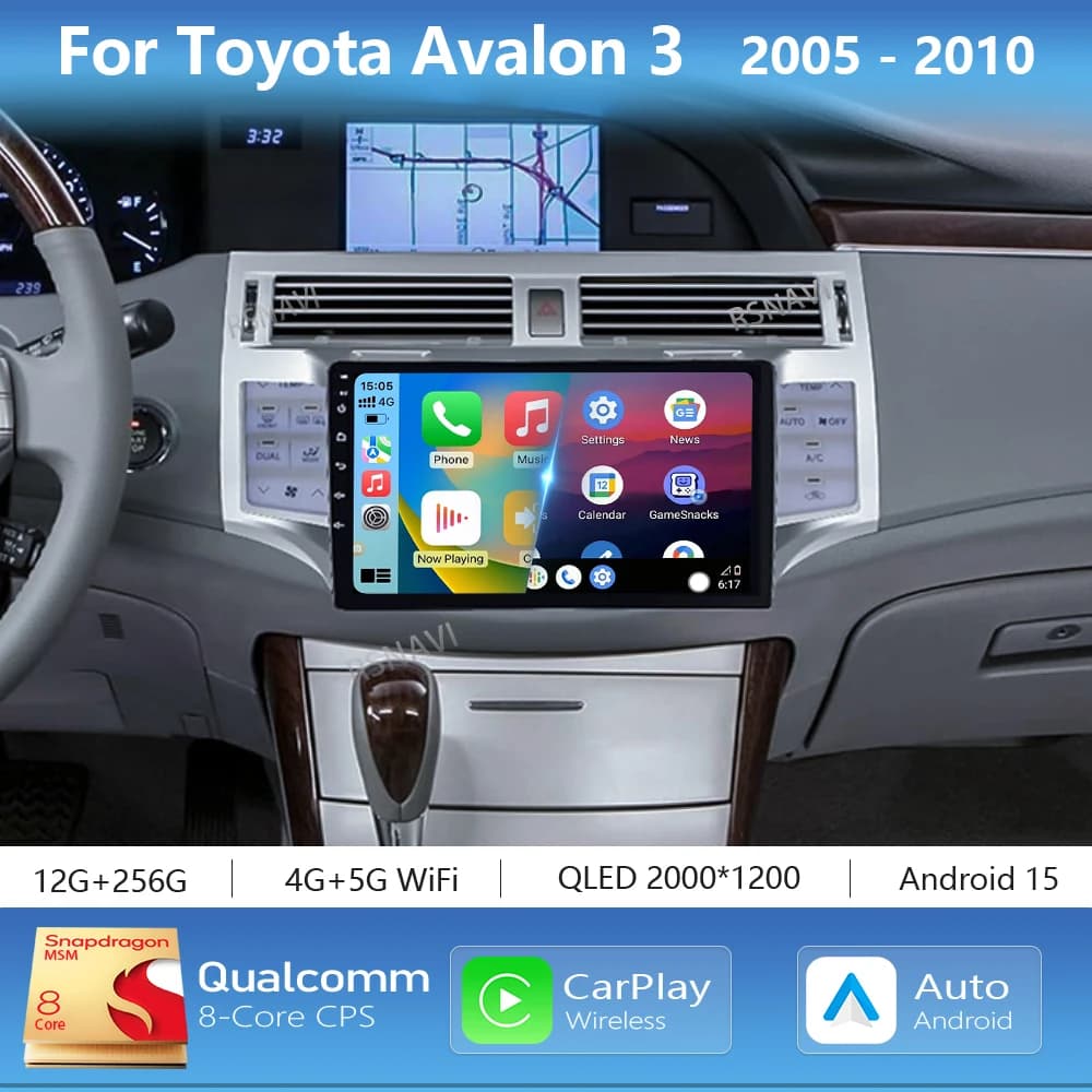 Android 16 Carplay Auto For Toyota Avalon 3 2005-2010 2K Screen Radio Multimedia Car Player 2DIN Autoradio Unit 360 Stereo Head