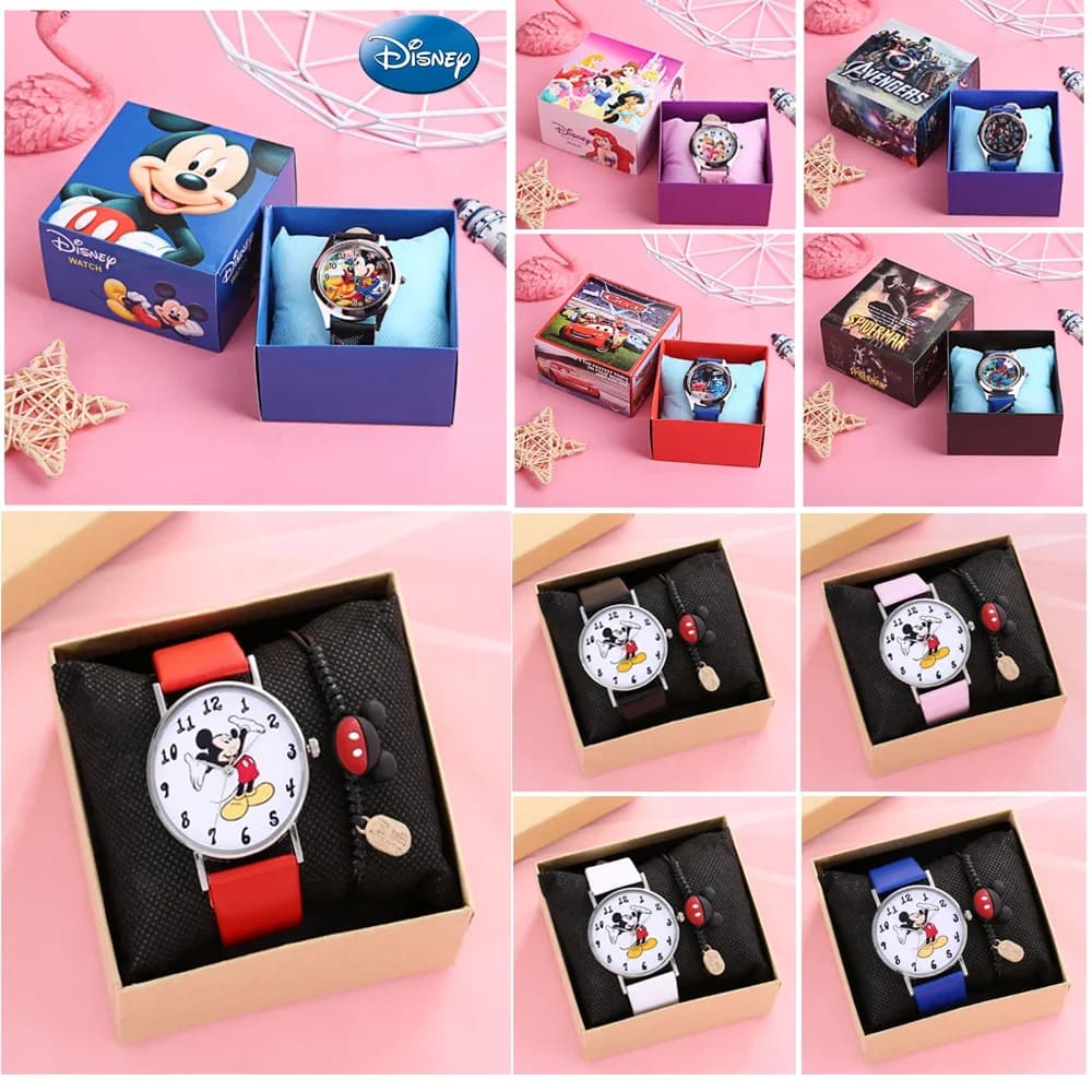 Disney Mickey Mouse watch Minnie Mouse Anime Figure orologio per bambini per bambini ragazzi ragazze Cartoon orologi regali giocattoli con scatola
