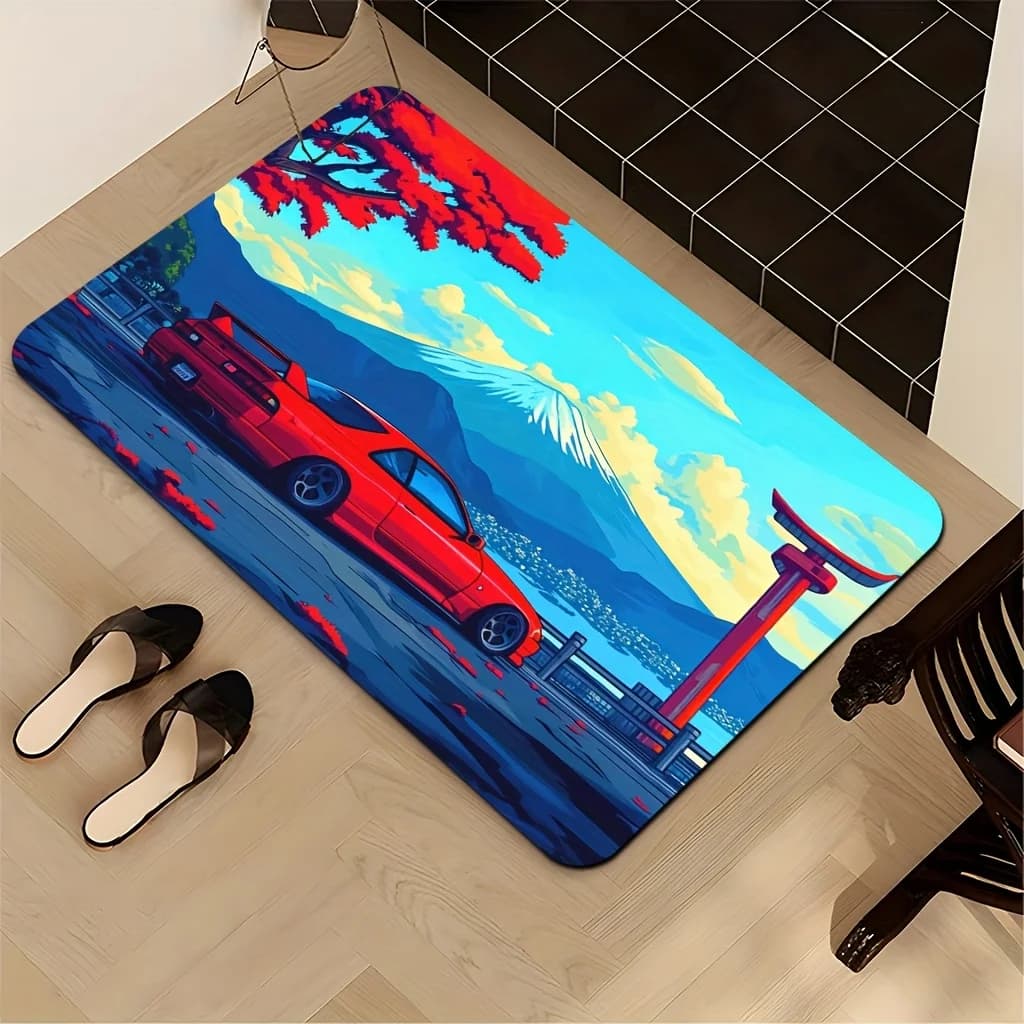 Un tappetino ultra morbido e ispessito con motivo anime giapponese, antiscivolo e facile da pulire, adatto per soggiorno/camera da letto/ingresso
