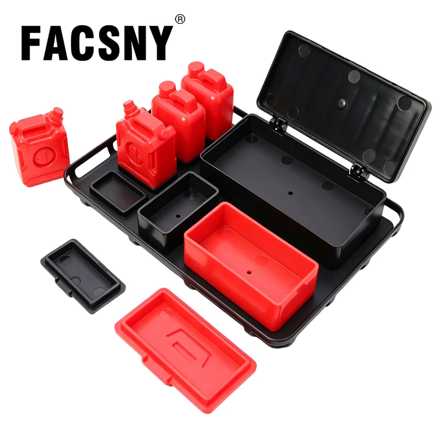 Simulation Plastic Luggage Rack Set with Luggage Boxes, Ladder, Fuel Tanks for 1/18 1/24 RC Crawler Car TRX4M SCX24 FCX24