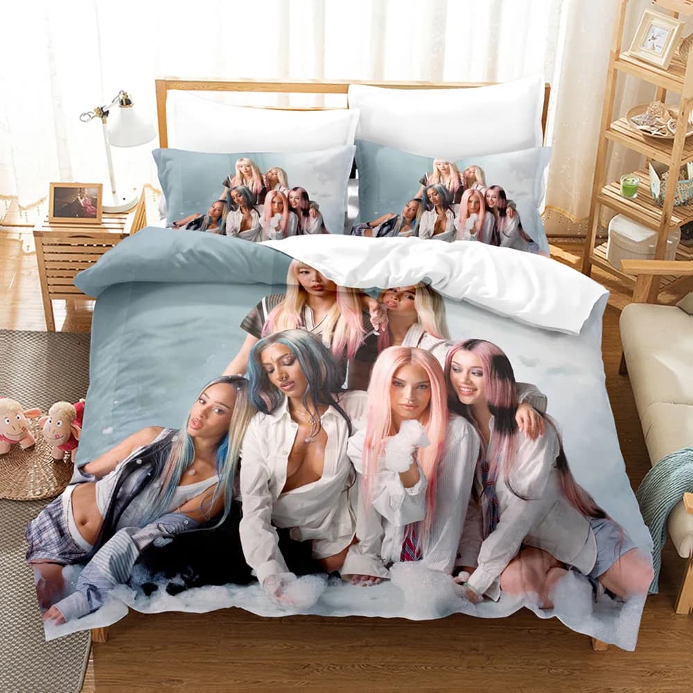 2026 New K-Katseye Girl Group Duvet Cover + 2 Pillowcases Global Pop Idol Band Print Polyester Bedroom Decor