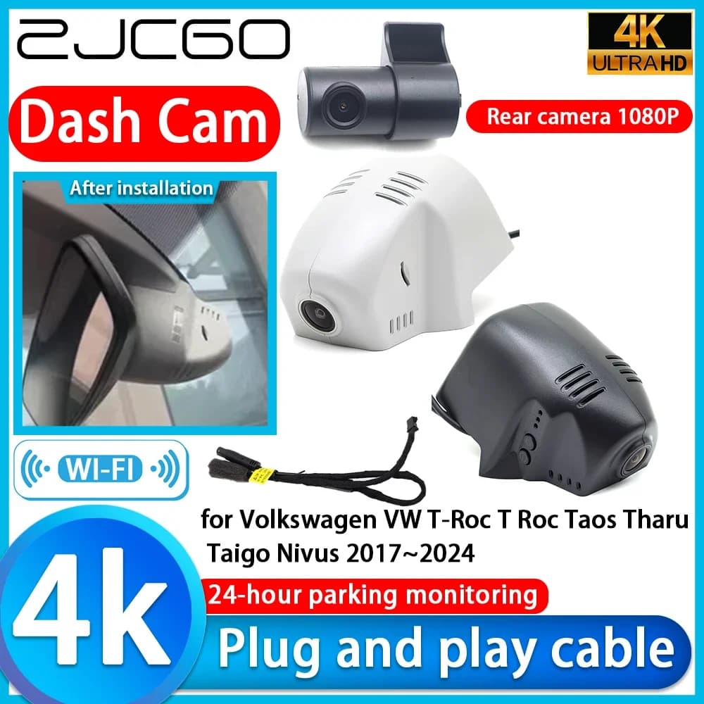 DVR 4K UHD Plug and Play for Volkswagen VW T-Roc T Roc Taos Tharu Taigo Nivus 2017~2024