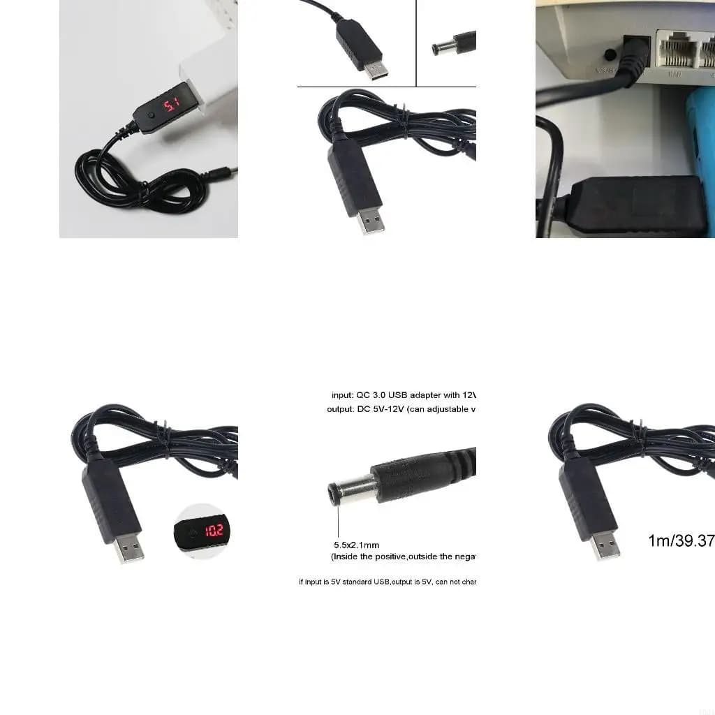 193A USB C PD Type C QC3.0 USB to 5V-12V Step Up Power Supply Cable Durable Universal