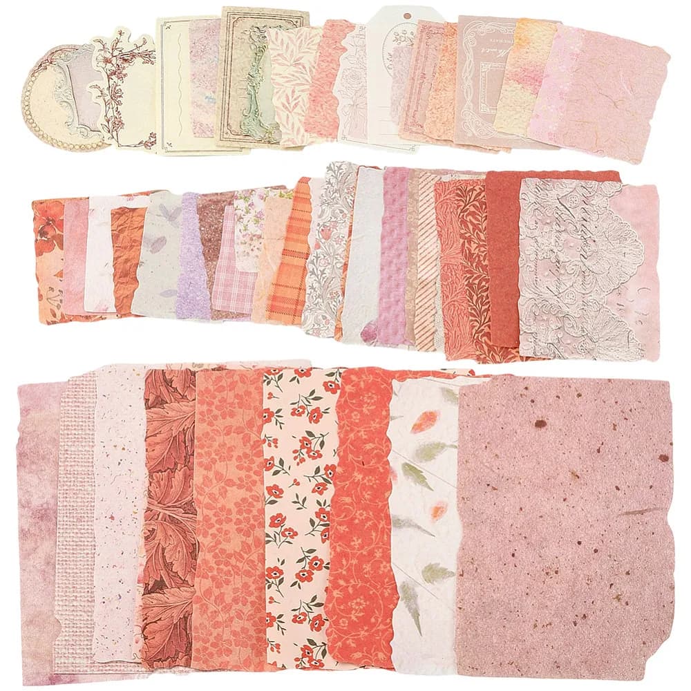 1Bag Scrapbook Paper Kits Scrapbook Paper Pads and Stickers for DIY Scrapbooking Red 30~130x28~91x0.1mm