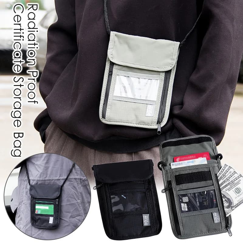 Custodia per passaporto impermeabile da donna e da uomo ID RFID Card di credito Organizer Borsa a tracolla per collo Portafoglio da viaggio Borsa per telefono Porta passaporto