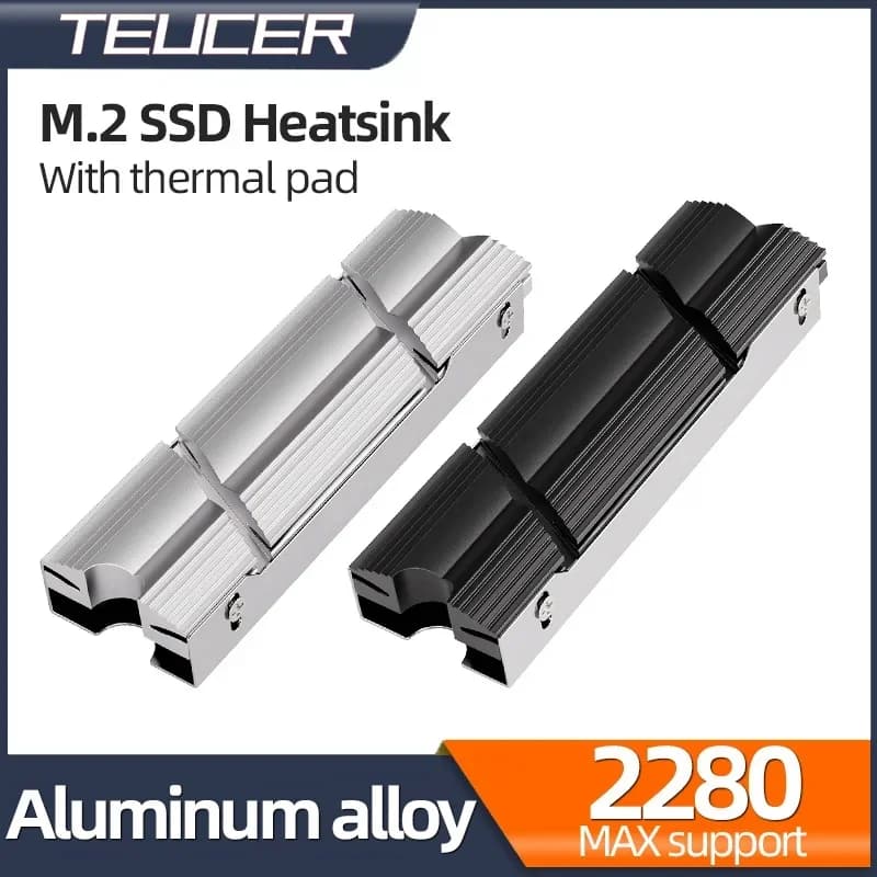 Teucer M.2 NVMe SSD 2280 dissipatore di calore in alluminio con Pad termico in Silicone accessorio di raffreddamento per unità a stato solido PS5