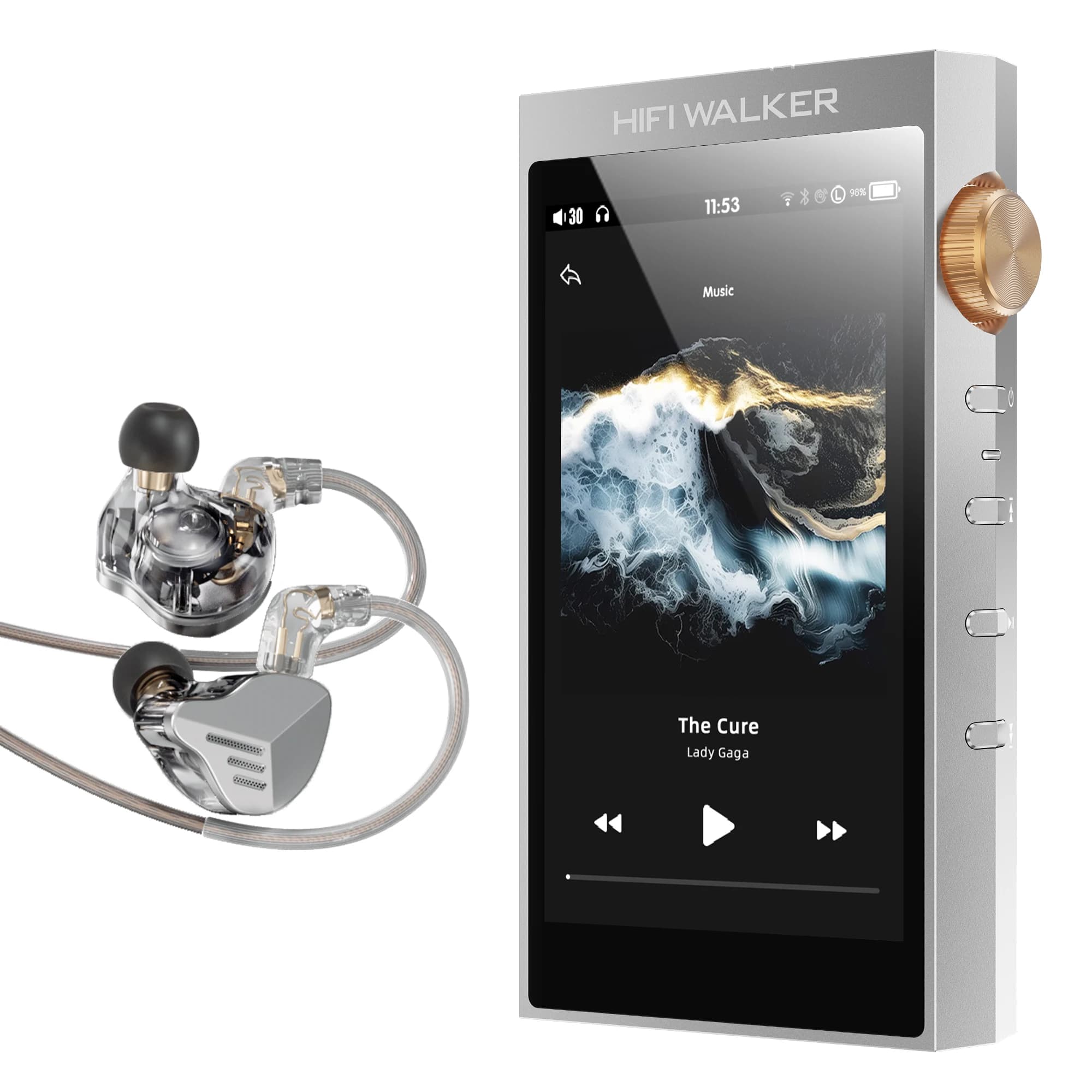 HIFI WALKER H20 Lettore MP3 Ultra HiFi LDAC/aptX ES9038Q2M DAC 4 "Touch DSD256 4.4mm Bilanciato 128 GB + A20Pro IEM Auricolari Bundle